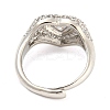 Enamel Heart Adjustable Ring with Clear Cubic Zirconia RJEW-Q781-01P-03-3