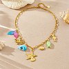 Ocean 304 Stainless Steel & Plastic Starfish Sea Horse Fish Pendant Necklaces for Women NJEW-G180-04G-3