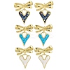 Rack Plating Heart with Bowknot Brass Stud Earrings EJEW-P277-10G-1