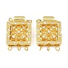 Rack Plating Brass Micro Pave Clear Cubic Zirconia Box Clasps KK-G494-05G-1