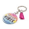 Acrylic Flat Round with Suede Tassel Pendant Keychain KEYC-G060-01D-2