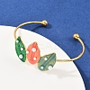 304 Stainless Steel Enamel Cuff Bangles for Women LS-BJEW-A049-02A-G-1