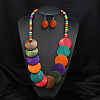 Bohemian Style Wood Beaded Multilayer Necklaces & Dangle Earrings Sets WG93846-10-1