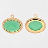 Long-Lasting Plated Golden Tone Brass Glass Oval Charms GLAA-J059-04G-3