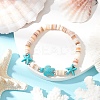 Sea Turtles & Starfish Dyed Synthetic Turquoise Beads Stretch Bracelets BJEW-JB11881-01-1