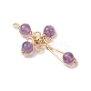 4Pcs 4 Styles Natural Amethyst Pendants PALLOY-TA00326-01-3