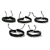 5Pcs 5 Style Adjustable Braided Imitation Leather Cord Bracelet Set with Waxed Cord for Men BJEW-F458-14-2