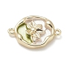 Brass Enamel Oval with Flower Connector Charms KK-M308-06G-01-2