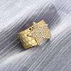 Brass Micro Pave Clear Cubic Zirconia Cuff Rings for Women RJEW-H248-08G-01-1