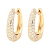 Oval Brass Micro Pave Clear Cubic Zirconia Hoop Earrings EJEW-G458-01G-4