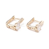 Rack Plating Brass Micro Pave Cubic Zirconia Hoop Earring Findings with Latch Back Closure ZIRC-F126-08G-1