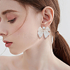 2 Pairs 2 Colors Alloy Dangle Stud Earrings with Cloth Bowknot Charms EJEW-FI0003-28-6