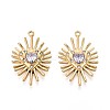 304 Stainless Steel Micro Pave Cubic Zirconia Pendants STAS-N109-167G-1