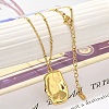 Ion Plating(IP) 304 Stainless Steel Textured Rectangle Pendant Necklaces for Women NJEW-K255-18G-2