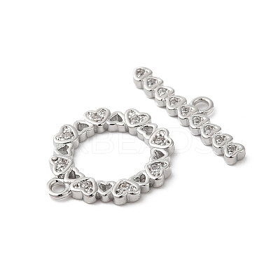 Brass Pave Clear Cubic Zirconia Toggle Clasps KK-P234-83P-1