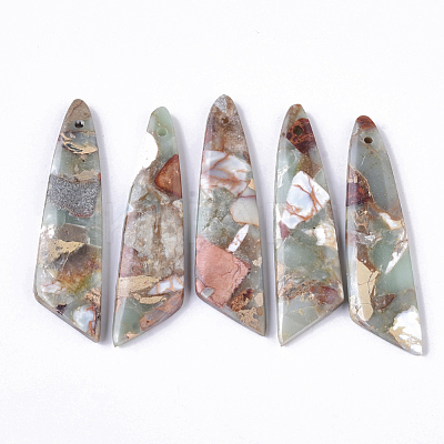 Natural Aqua Terra Jasper Pendants G-S366-009E-1