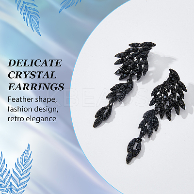 2 Sets 2 Style Rhinestone Wing Asymmetrical Earrings EJEW-FI0001-31-1