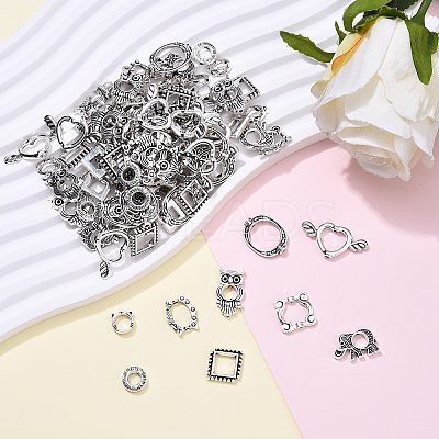 100Pcs 10 Styles Tibetan Style Alloy Bead Frame FIND-YW0007-62-1