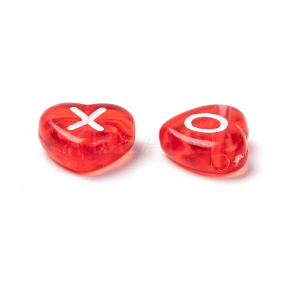 Transparent Acrylic Heart Horizontal Hole Letter Beads TACR-Q101-01-1