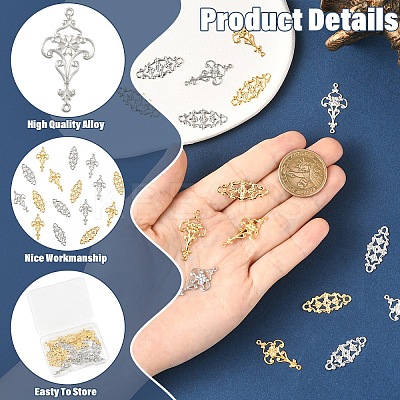 16Pcs 4 Styles 201 Stainless Steel Links STAS-YW0003-51-1