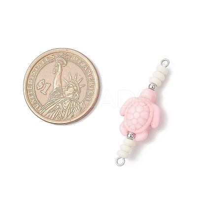 Dyed Synthetic Turquoise Sea Animal Rondelle Beaded Connector Charms PALLOY-JF04058-02-1