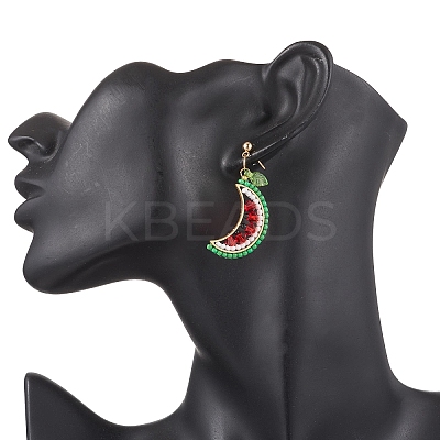 304 Stainless Steel Glass Fruit Dangle Stud Earrings EJEW-MZ00524-1