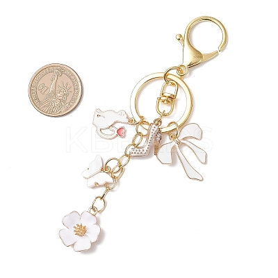 Cat Shape with Flower Alloy Enamel Keychains KEYC-JKC01407-02-1