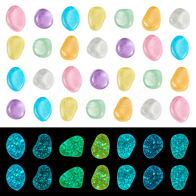 100Pcs Luminous Transparent Resin Cabochons RESI-TAC0011-79-1