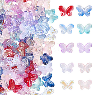 150Pcs 10 Colors Transparent Baking Paint Glass Beads GLAA-LT0001-03-1