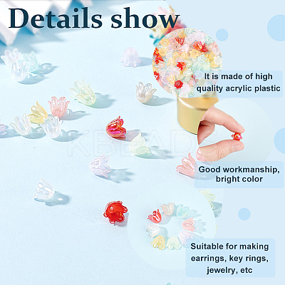 560Pcs 8 Colors 6-Petal Imitation Jelly Acrylic Bead Caps OACR-DC0001-05-1