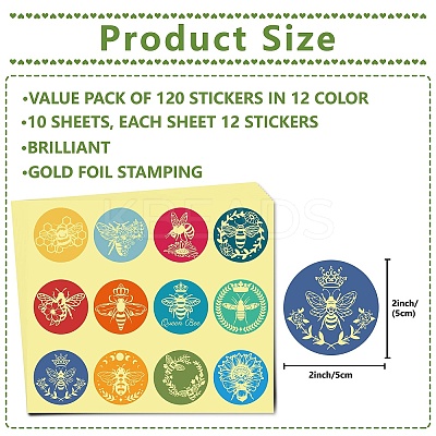 Paper Self Adhesive Gold Foil Embossed Stickers DIY-WH0434-012-1
