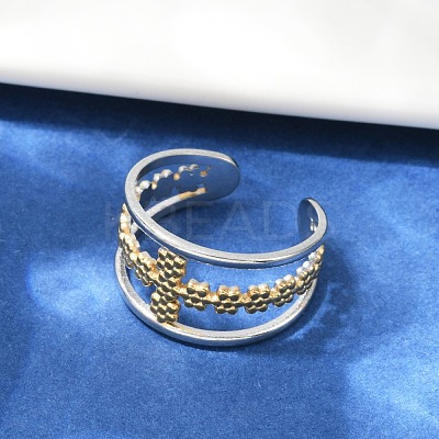 304 Stainless Steel Cuff Rings RJEW-S630-01GP-B-1