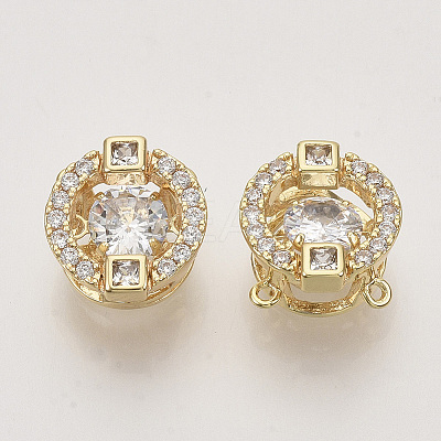 Brass Micro Pave Clear Cubic Zirconia Charms ZIRC-T011-15G-NF-1
