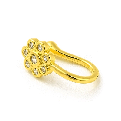 Clear Cubic Zirconia Flower Clip on Nose Rings AJEW-F059-10G-1