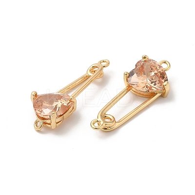 Heart Shaped Glass Connector Charms KK-B074-74G-01-1