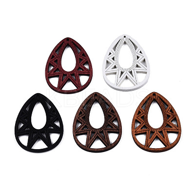 Spray Painted Wooden Pendants WOOD-N006-192-1