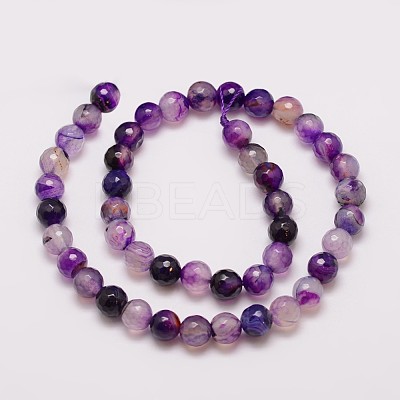 Natural Striped Agate/Banded Agate Bead Strands G-G882-8mm-D02-3-1