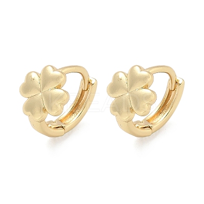 Clover Brass Hoop Earrings EJEW-Z102-11G-1