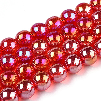 Electroplate Transparent Glass Beads Strands GLAA-T032-T10mm-AB09-1