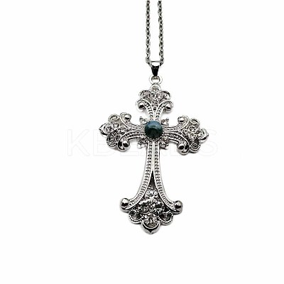 Vintage sparkling Alloy Rhinestone Cross Pendants Necklaces for Women IL0019-12-1