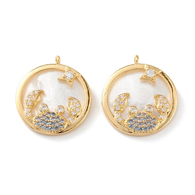 Real 18K Gold Plated Brass Micro Pave Clear Cubic Zirconia Pendants ZIRC-Z007-22G-1