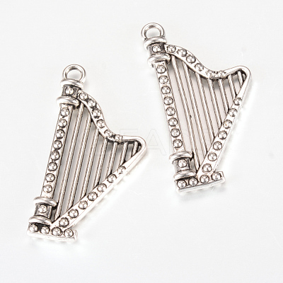 Tibetan Style Alloy Harp Pendants X-TIBEP-R346-10AS-NR-1