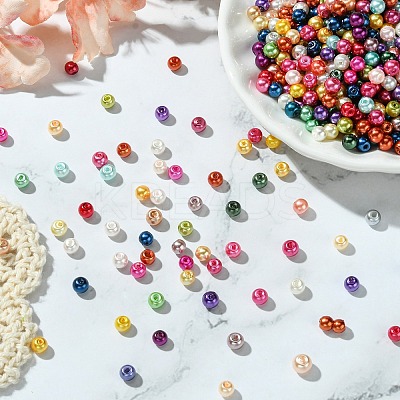 Baking Paint Pearlized Glass Pearl Round Bead Strands X-HY-Q004-4mm-M-1
