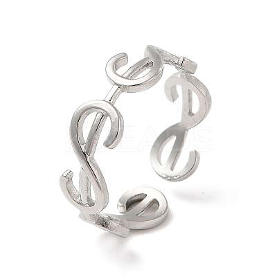Non-Tarnish 304 Stainless Steel Initial Letter S Open Cuff Ring for Women RJEW-E066-10P-1