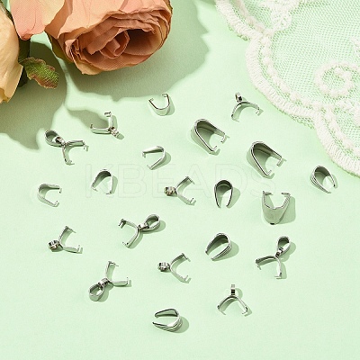 90Pcs 6 Styles 201 & 304 Stainless Steel Snap on Bails STAS-YW0003-28-1