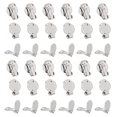 40Pcs 304 Stainless Steel Clip-on Earring Settings STAS-UN0044-03-1