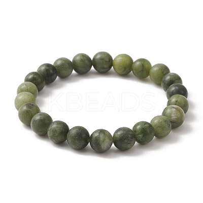 Natural Chinese Jade Round Beaded Stretch Bracelets for Women BJEW-TA00282-1