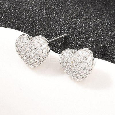 Brass Micro Pave Clear Cubic Zirconia Stud Earrings EJEW-G471-31P-03-1