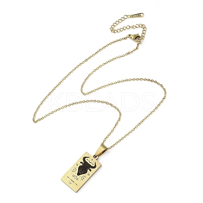 304 Stainless Steel Black Enamel Rectangle with Constellation Pendant Necklaces LS-NJEW-I128-01K-1