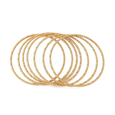 7Pcs PVD Vacuum Plating 304 Stainless Steel Textured Bangles Set for Women BJEW-A011-12D-G-1